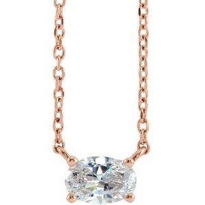 14K Rose Gold 1/4 CTW Lab-Grown Diamond Solitaire 16-18" Necklace