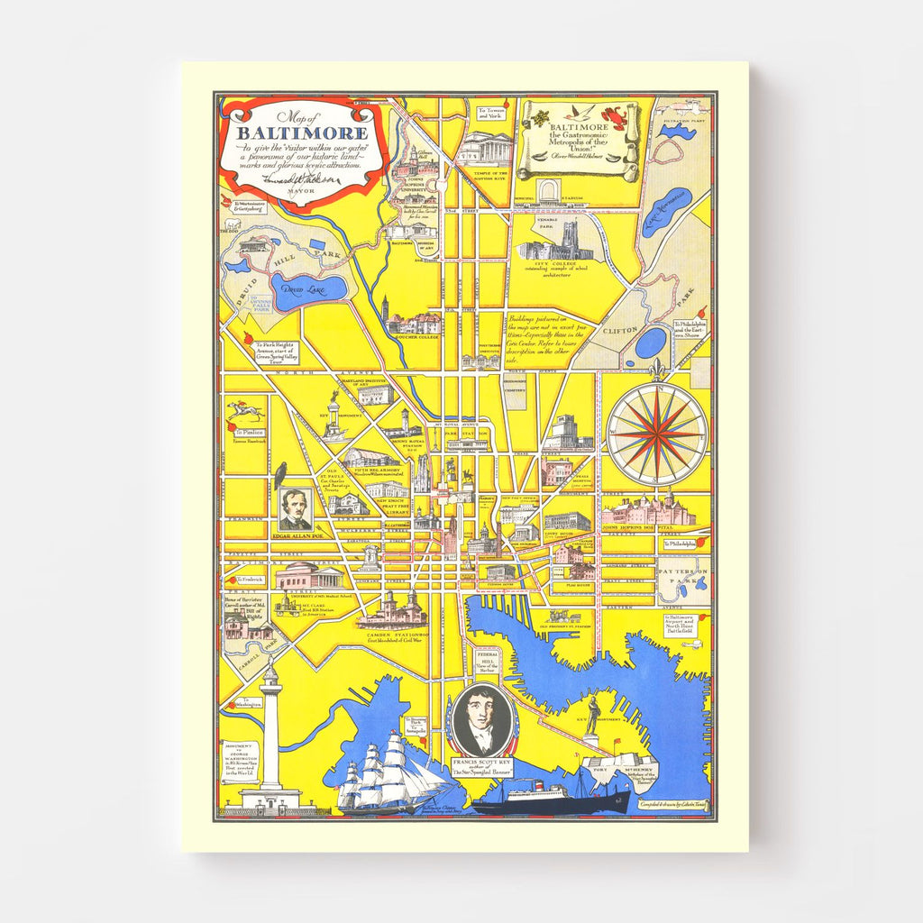 Vintage Map of Baltimore, Maryland 1935