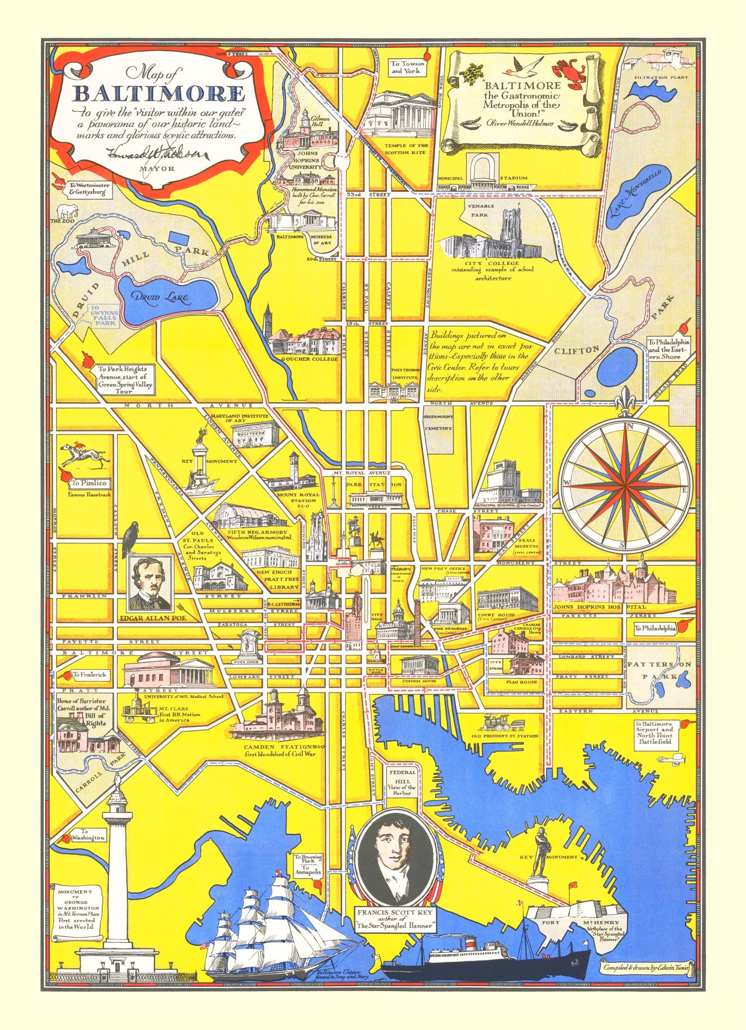 Vintage Map of Baltimore, Maryland 1935