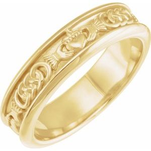 14K Yellow Gold 5.5 mm Claddagh Comfort-Fit Flat Band Size 12