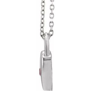 Sterling Silver Natural Pink Sapphire Heart Lock 18" Necklace