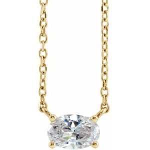 14K Yellow Gold 1/4 CTW Lab-Grown Diamond Solitaire 16-18" Necklace