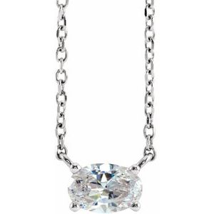 14K White Gold 1/4 CTW Lab-Grown Diamond Solitaire 16-18" Necklace