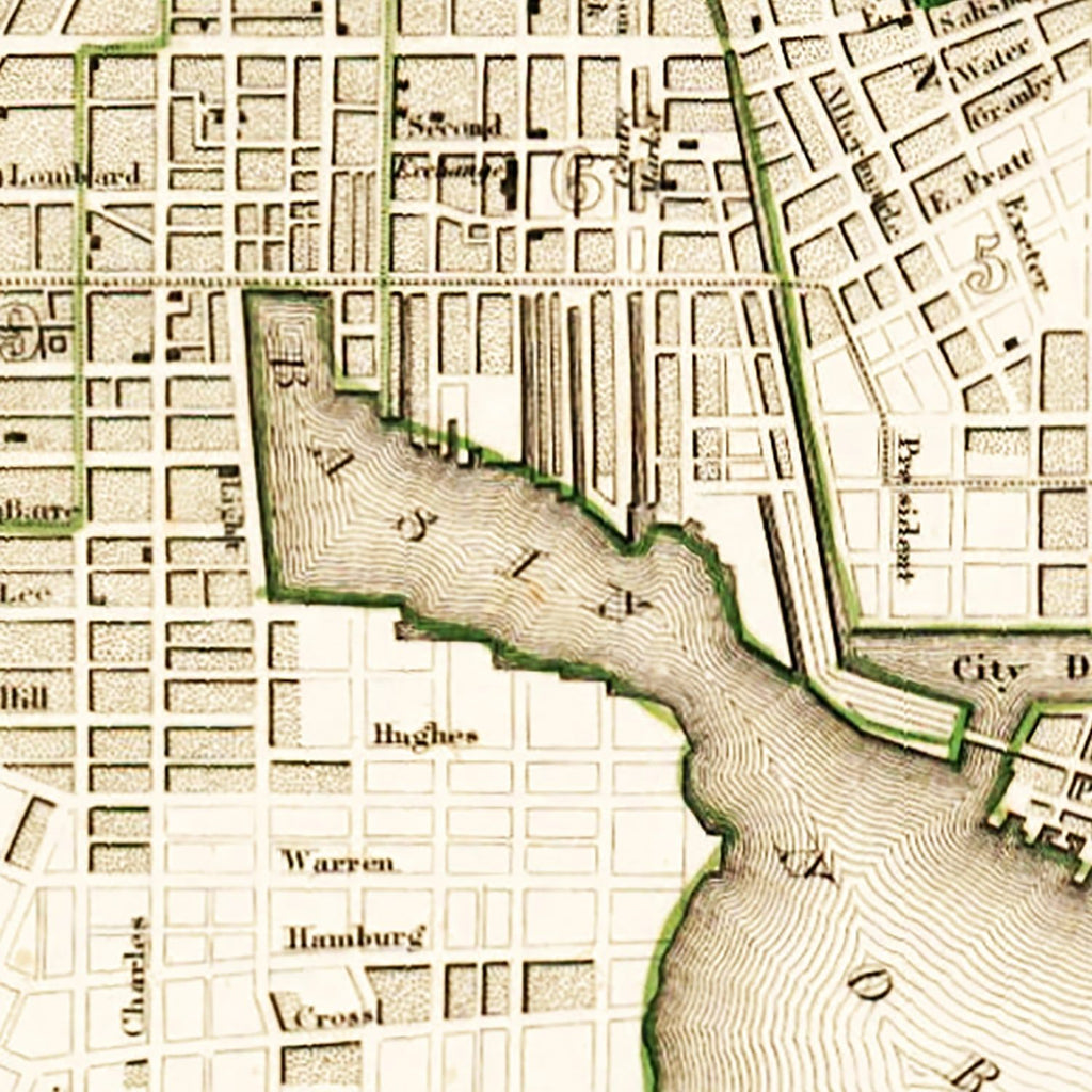Vintage Map of Baltimore, Maryland 1838