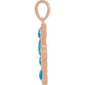 14K Rose Gold Natural Turquoise Cross Pendant
