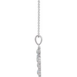 Platinum Natural White Ethiopian Opal Cross 16-18" Necklace