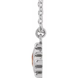 14K White Gold Natural Citrine Bezel-Set Beaded 16-18" Necklace