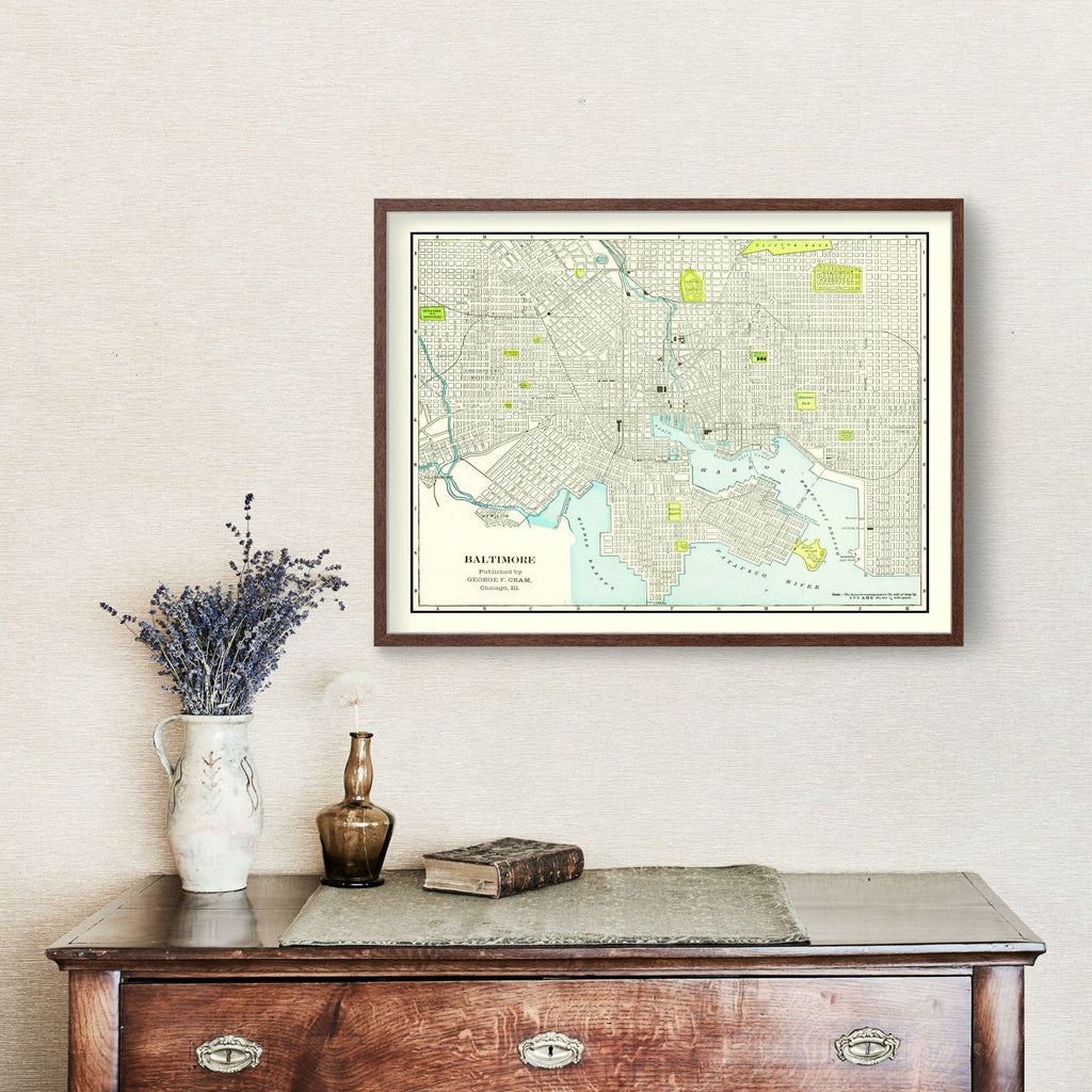 Vintage Map of Baltimore, Maryland 1892