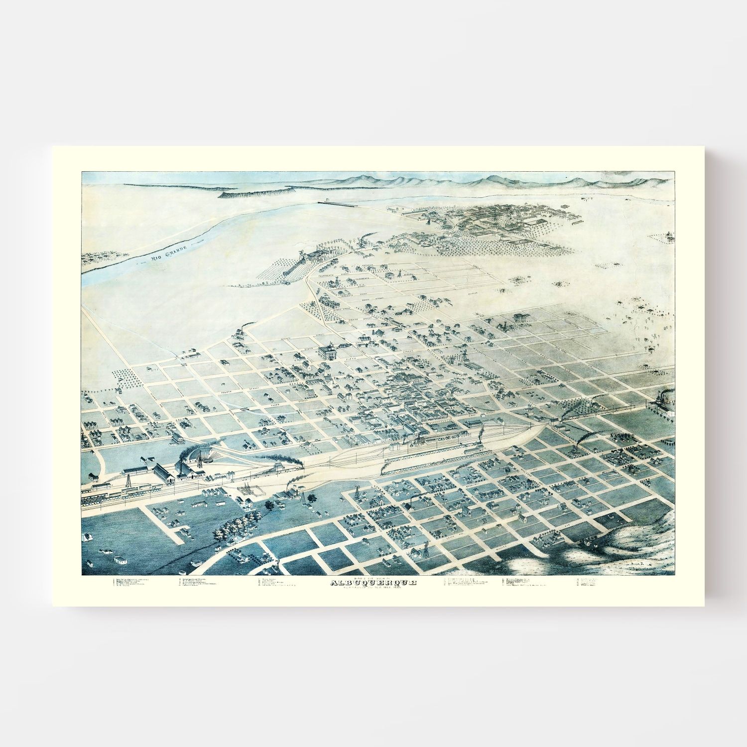 Vintage Map of Albuquerque, New Mexico 1886