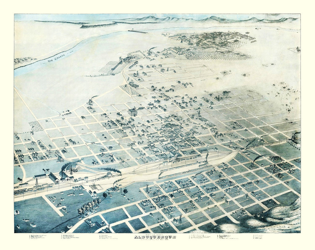 Vintage Map of Albuquerque, New Mexico 1886