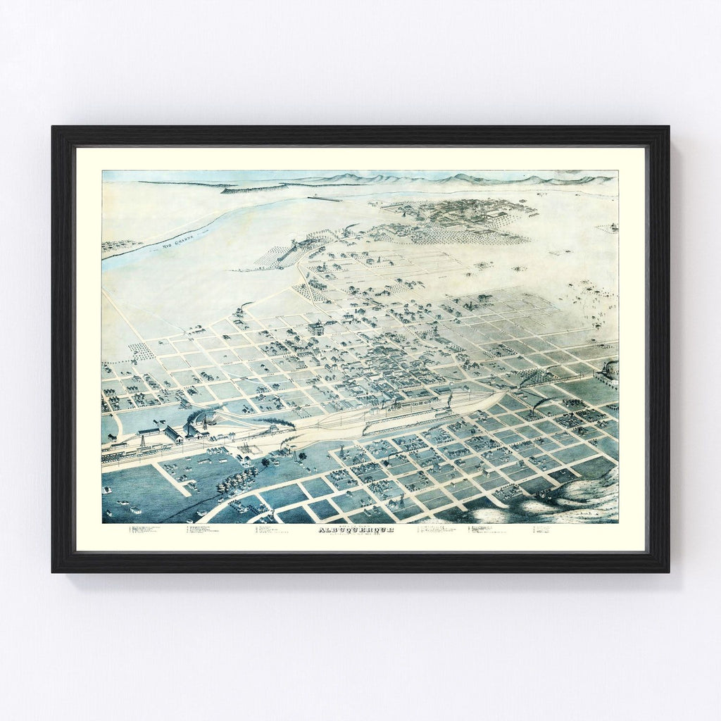 Vintage Map of Albuquerque, New Mexico 1886