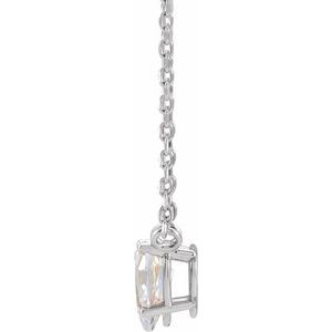 14K White Gold 1/3 CT Natural Diamond Solitaire 16-18" Necklace