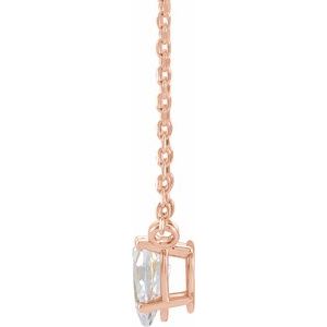 14K Rose Gold 1/3 CT Natural Diamond Solitaire 16-18" Necklace