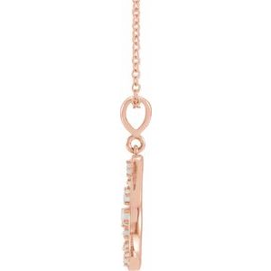 14K Rose Gold Natural White Opal Cabochon Crescent Moon 16-18" Necklace