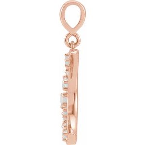 14K Rose Gold Natural White Opal Cabochon Crescent Moon Pendant