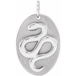 Platinum 16.5x10.5 mm Snake Pendant