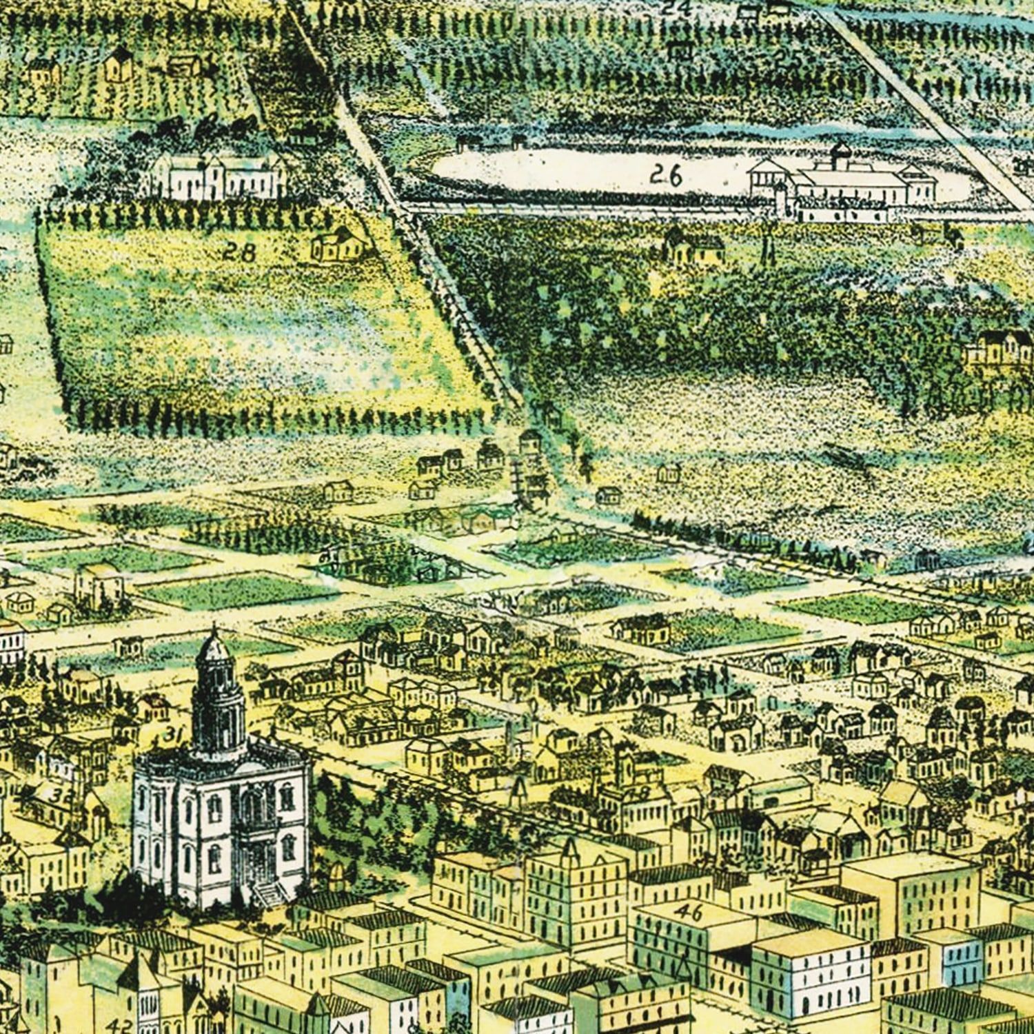 Vintage Map of Fresno, California 1891