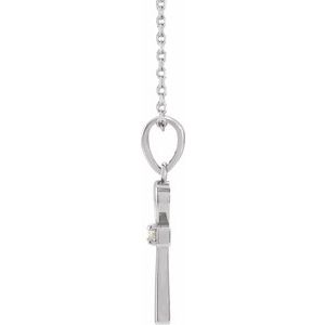 Platinum .03 CT Natural Diamond Ankh Cross 16-18" Necklace