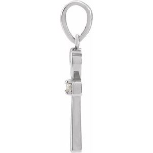 Sterling Silver .03 CT Natural Diamond Ankh Cross Pendant
