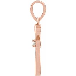14K Rose Gold .03 CT Natural Diamond Ankh Cross Pendant