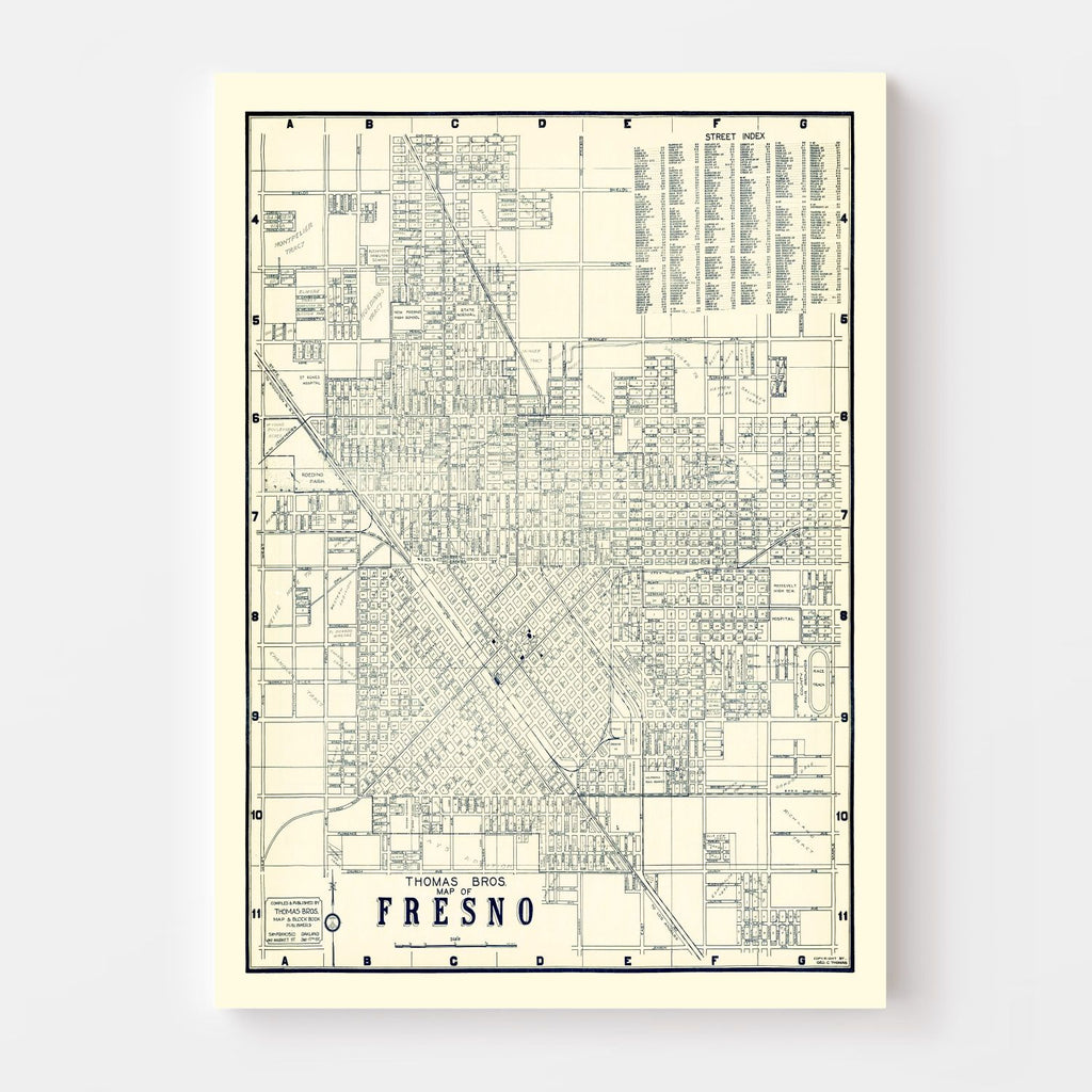 Vintage Map of Fresno, California 1920