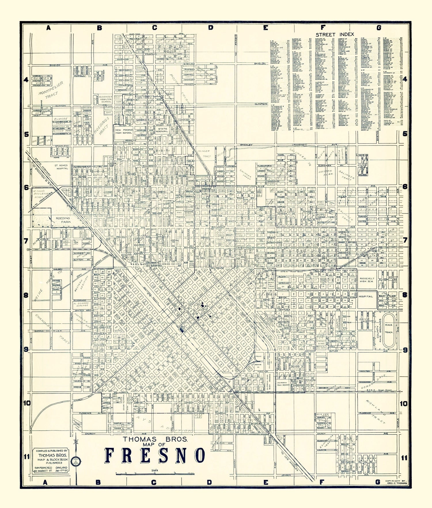 Vintage Map of Fresno, California 1920