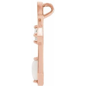 14K Rose Gold Natural White Opal & .05 CT Natural Diamond Cross Pendant