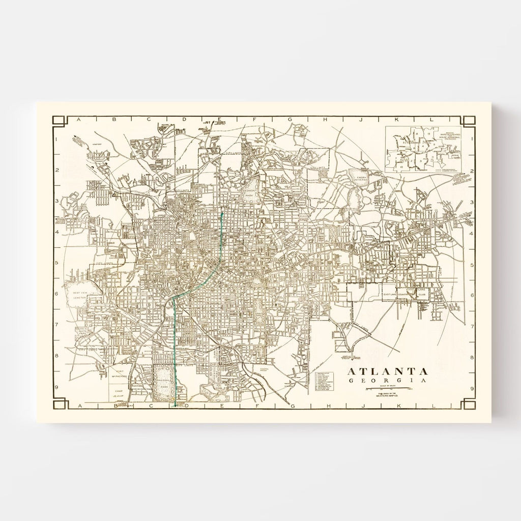 Vintage Map of Atlanta, Georgia 1931