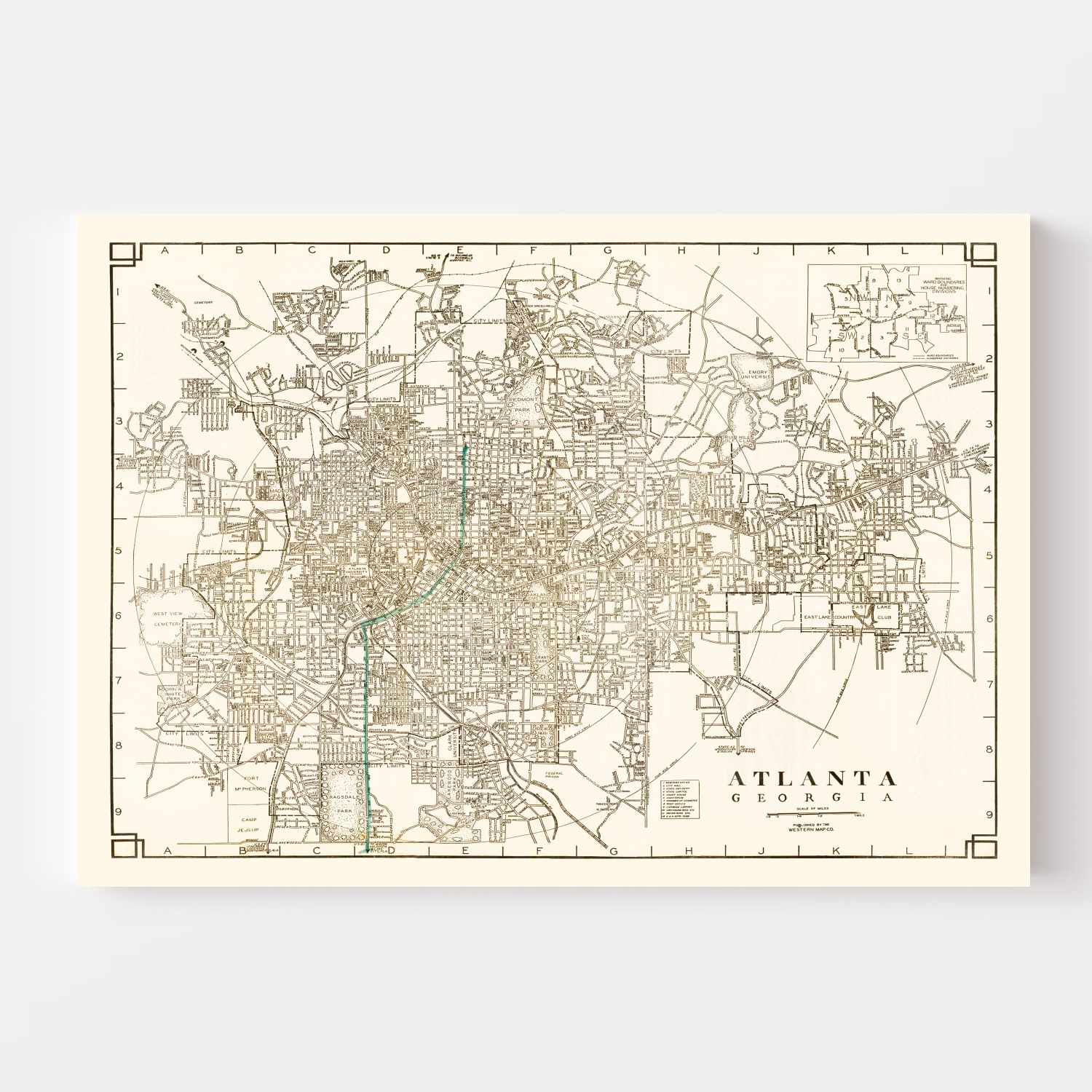 Vintage Map of Atlanta, Georgia 1931