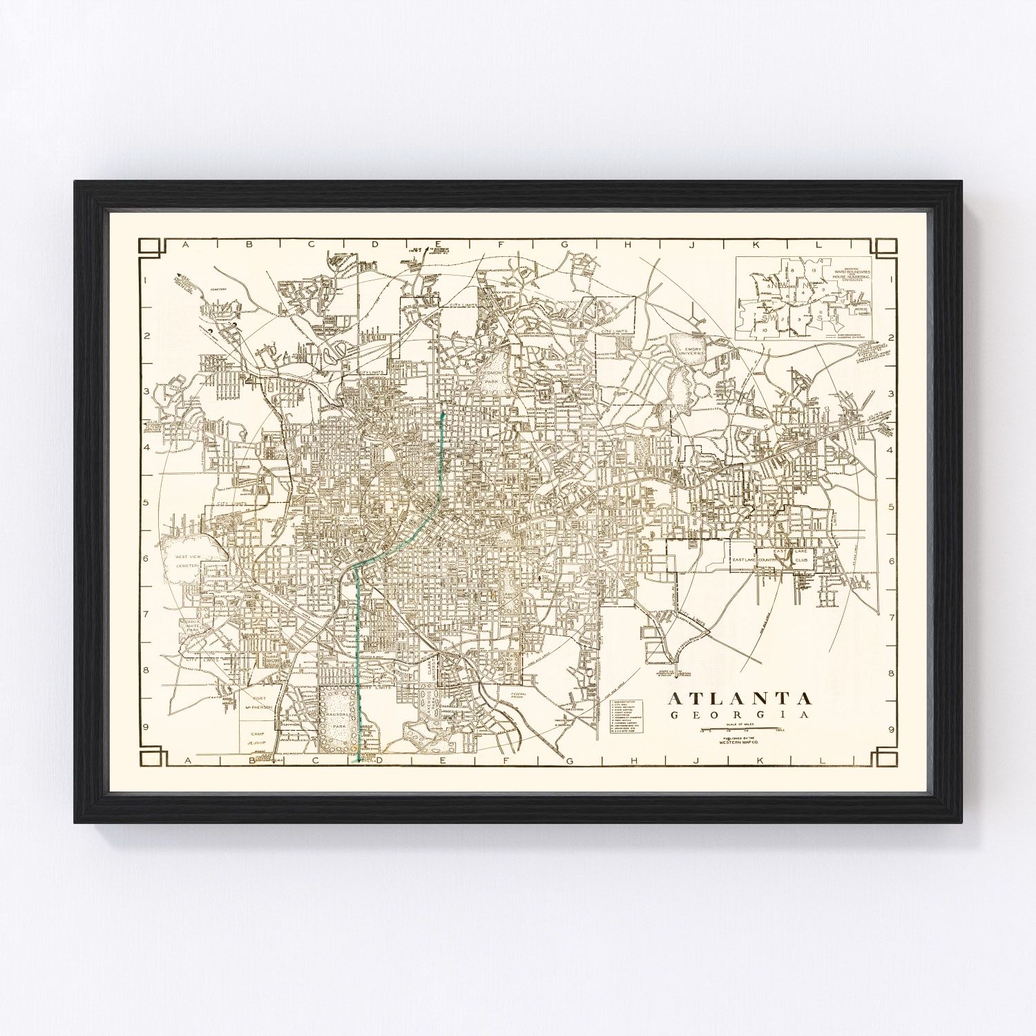 Vintage Map of Atlanta, Georgia 1931