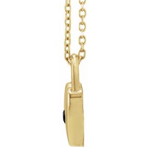 14K Yellow Gold Natural Black Spinel Heart Lock 18" Necklace