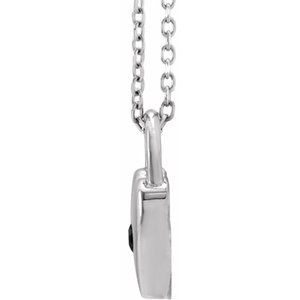 Platinum Natural Black Spinel Heart Lock 18" Necklace