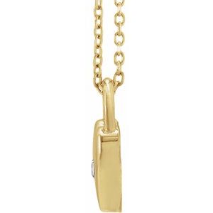 14K Yellow Gold Natural White Sapphire Heart Lock 18" Necklace