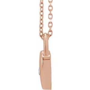 14K Rose Gold Natural White Sapphire Heart Lock 18" Necklace