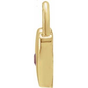 14K Yellow Gold Natural Pink Sapphire Heart Lock Pendant