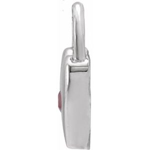 14K White Gold Natural Pink Sapphire Heart Lock Pendant