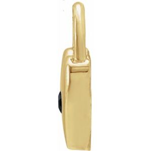 14K Yellow Gold Natural Black Spinel Heart Lock Pendant