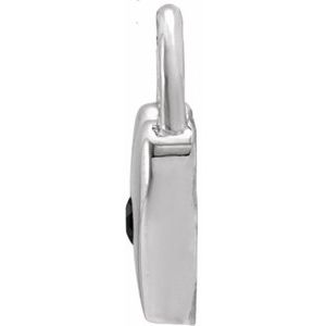 14K White Gold Natural Black Spinel Heart Lock Pendant