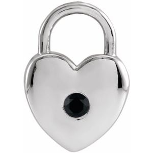 Sterling Silver Natural Black Spinel Heart Lock Pendant
