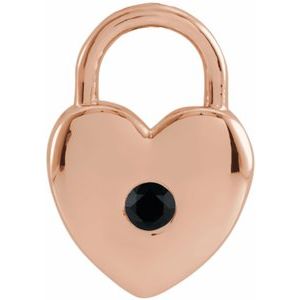 14K Rose Gold Natural Black Spinel Heart Lock Pendant