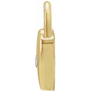 14K Yellow Gold Natural White Sapphire Heart Lock Pendant