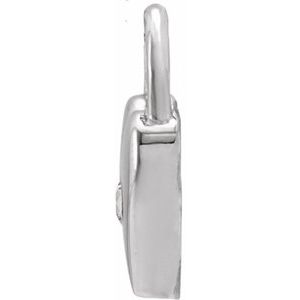 14K White Gold Natural White Sapphire Heart Lock Pendant