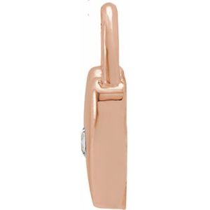 14K Rose Gold Natural White Sapphire Heart Lock Pendant