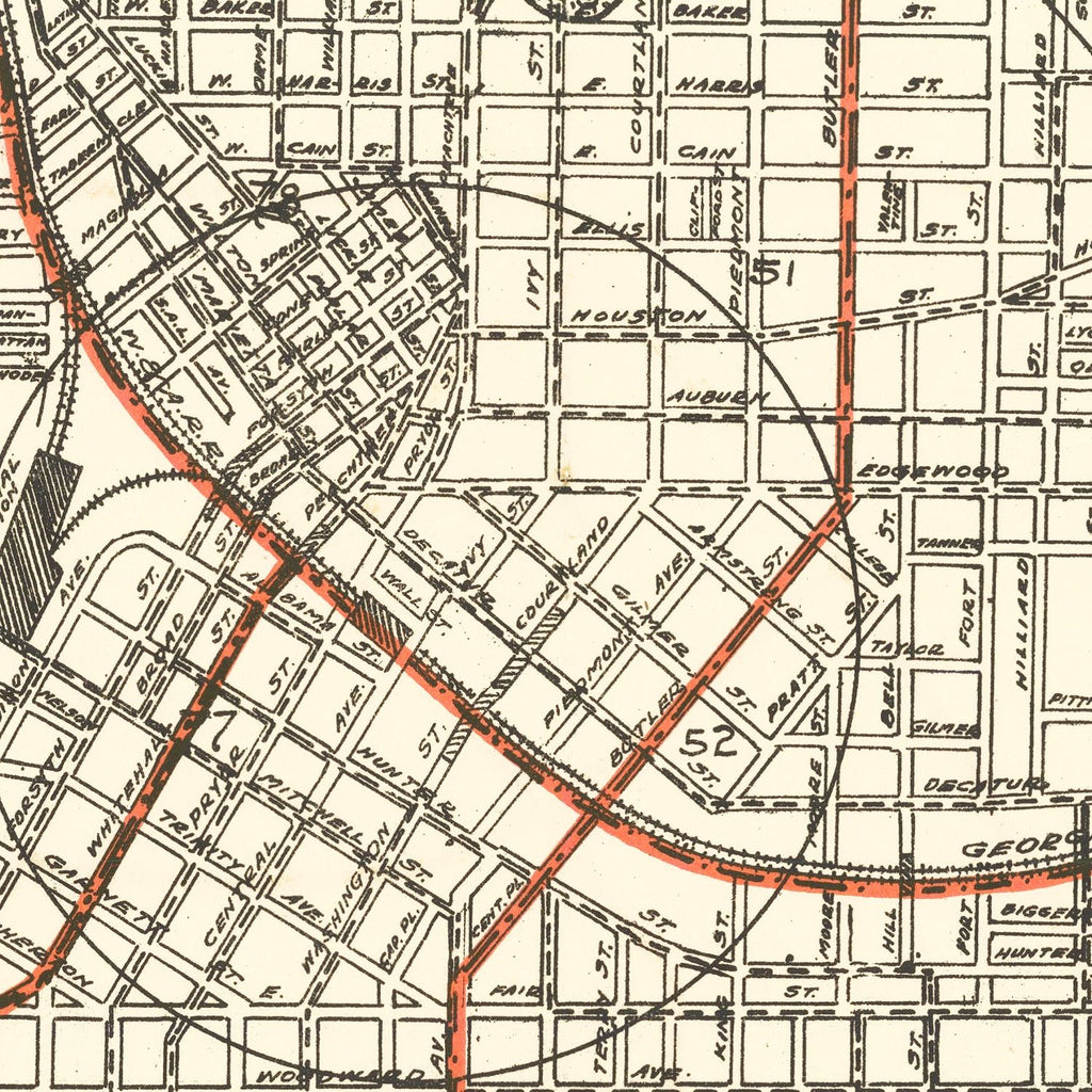 Vintage Map of Atlanta, Georgia 1912