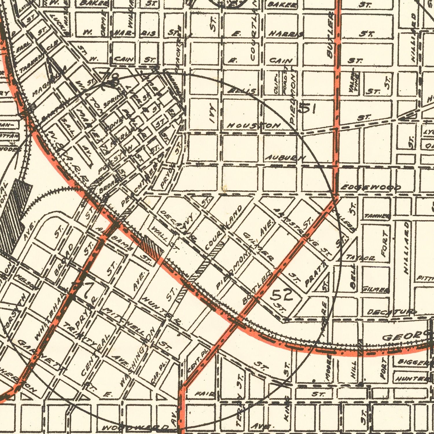Vintage Map of Atlanta, Georgia 1912