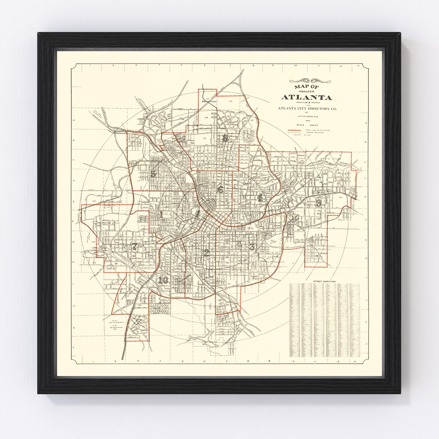 Vintage Map of Atlanta, Georgia 1912