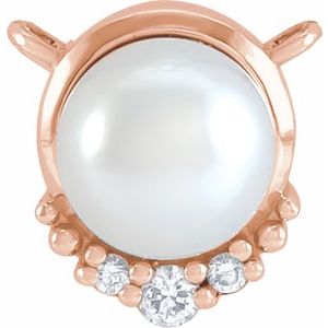 14K Rose Gold Cultured White Akoya Pearl & .025 CTW Natural Diamond Necklace Center