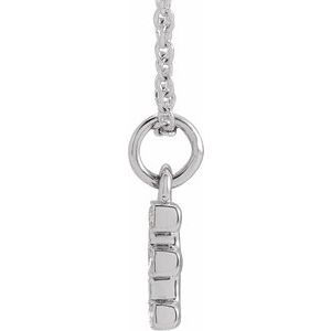 14K White Gold .04 CTW Natural Diamond Petite Initial E 16-18" Necklace