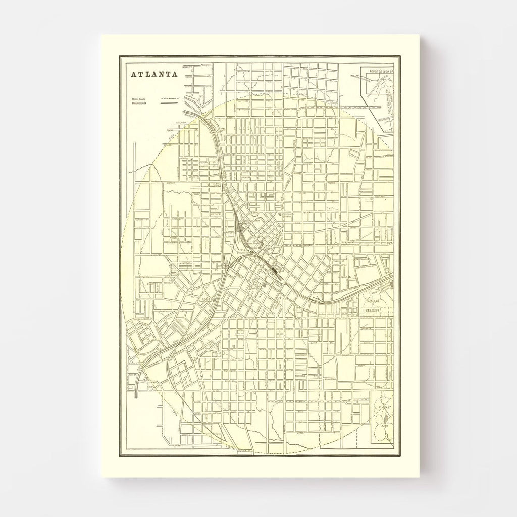 Vintage Map of Atlanta, Georgia 1892