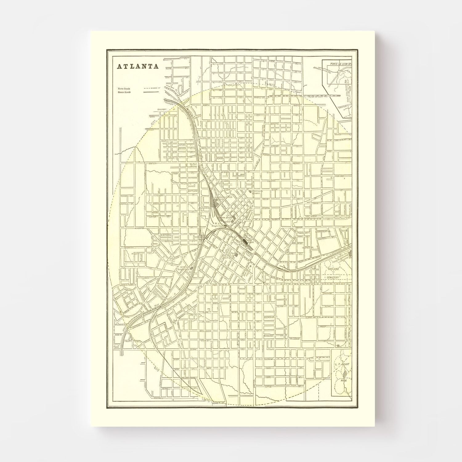 Vintage Map of Atlanta, Georgia 1892